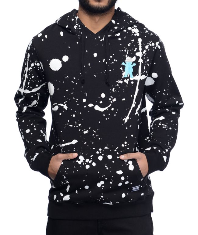 black and white paint splatter hoodie
