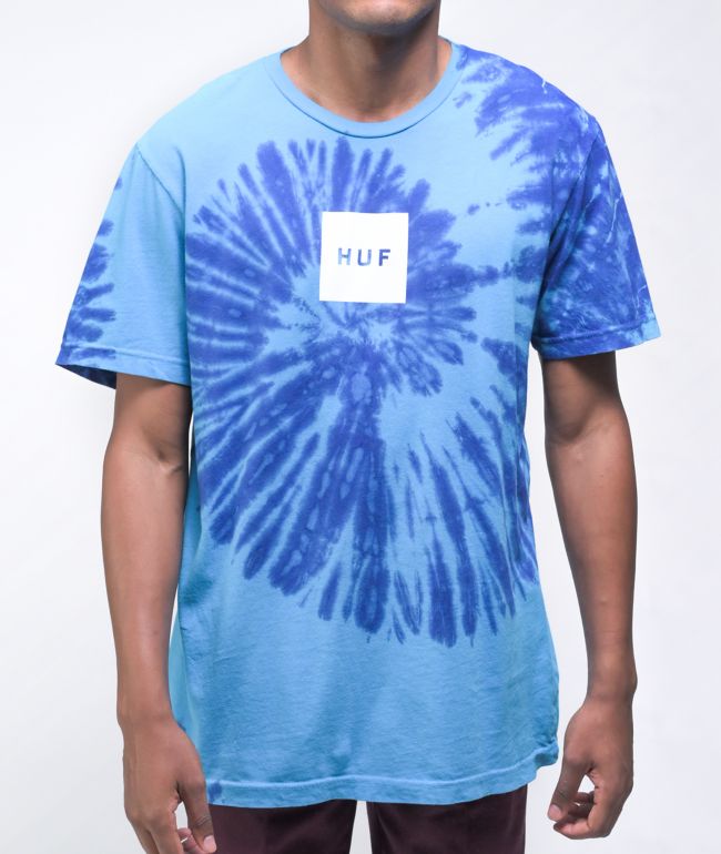 HUF Box Logo Blue Tie Dye T-Shirt