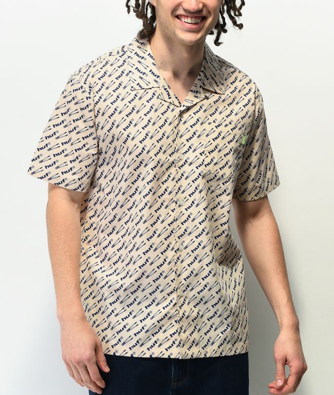 HUF Breaker camisa natural de manga corta con botones