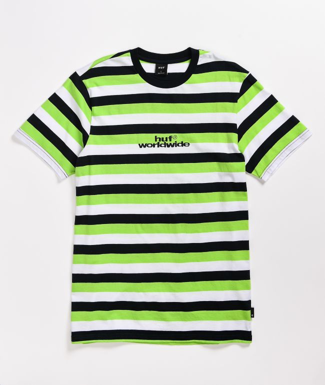 huf worldwide striped shirt green