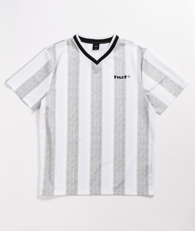 HUF Diego White & Grey Stripe Soccer Jersey