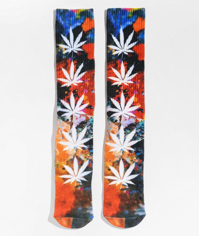 HUF Digital Plantlife calcetines tie dye rojo y verde