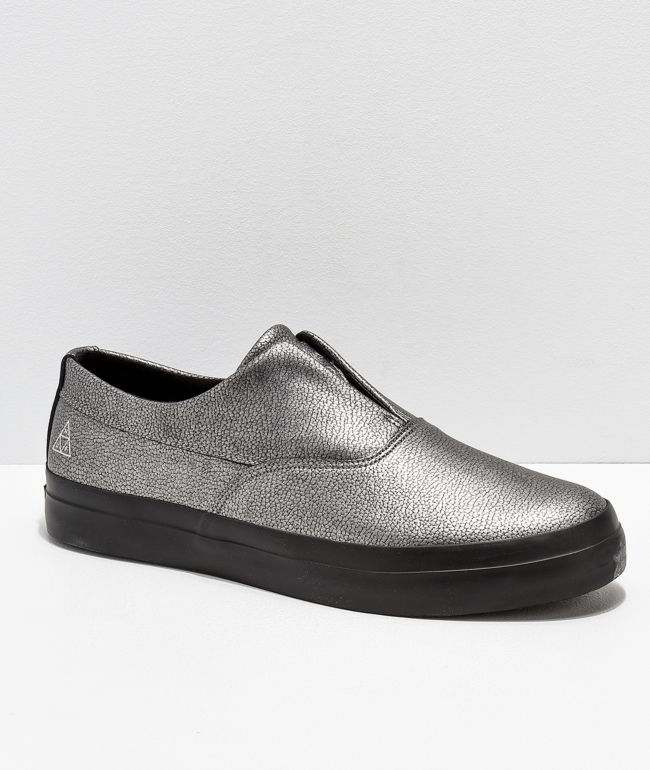 HUF Dylan Slip-On Metallic Silver & Black Skate Shoes
