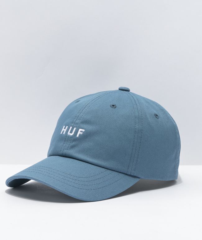 Huf Essentials Logo Light Blue Strapback Hat - One Size - Blue Strapback Hats - Hats at Zumiez