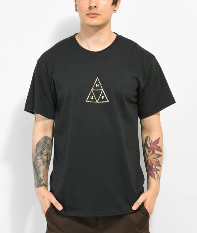 HUF Gold Triple Triangle Black T-Shirt 