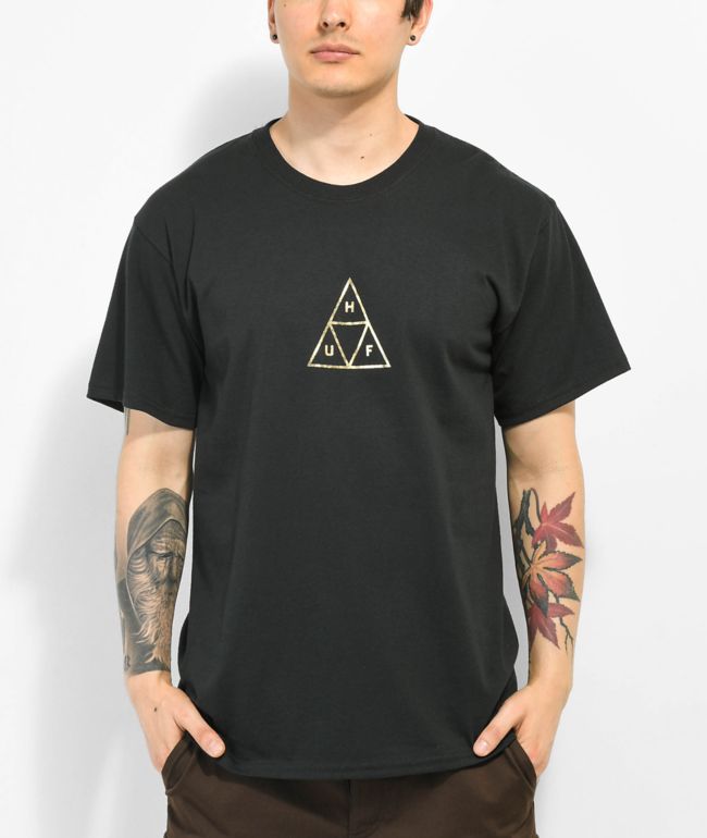 HUF Gold Triple Triangle camiseta negra