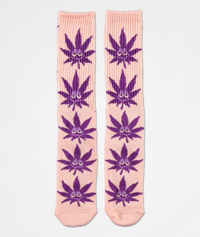 HUF Green Buddy Strains Pink Crew Socks