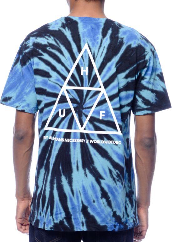 HUF Triple Triangle Blue Tie Dye TShirt Zumiez