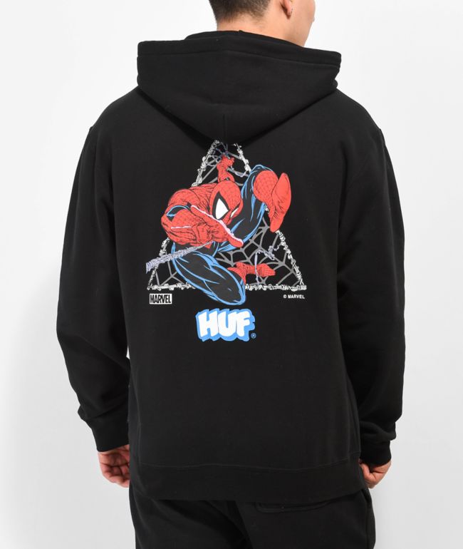 HUF x Spider x Man Thwip Triangle Black Hoodie