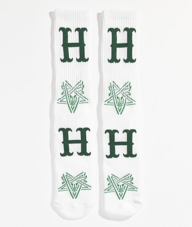 HUF x THRASHER White Crew Socks