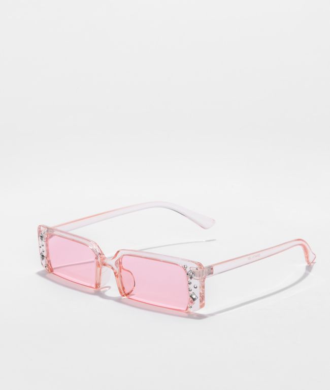 Half Rim Gafas de Sol recatangulares rosas