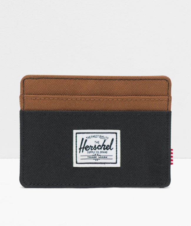 Herschel Supply Co. Charlie Black & Saddle Brown Cardholder Wallet
