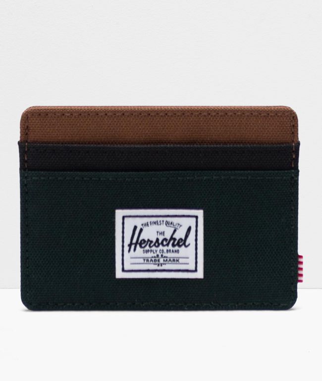 Herschel Supply Co. Charlie Scarab, Black & Saddle Brown Cardholder Wallet
