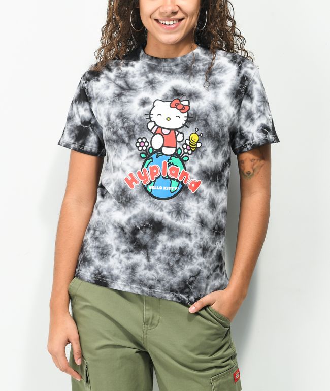 Hypland x Hello Kitty Worldwide Black & White Tie Dye T-Shirt 
