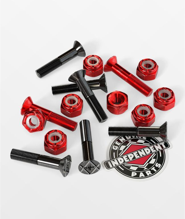 Independent Crossbolts Red & Black 1" Skateboard Hardware