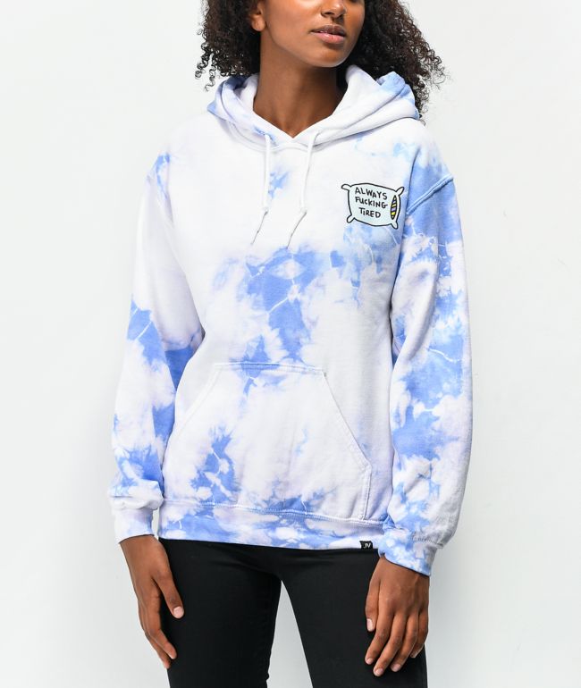 JV by Jac Vanek Always Tired Purple Tie Dye Hoodie