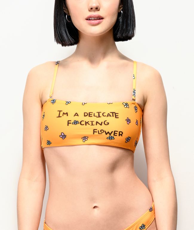 yellow bandeau swim top