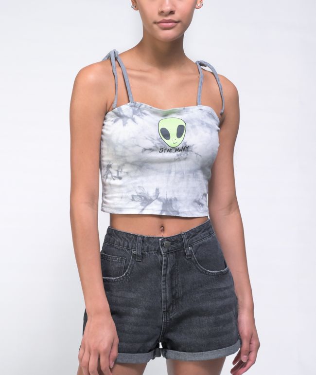 JV by Jac Vanek Stay Away Grey Tie Dye Tank Top