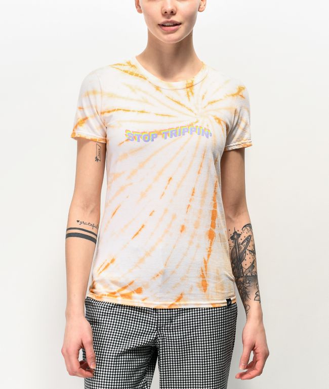 JV by Jac Vanek Stop Trippin Orange Tie Dye T-Shirt