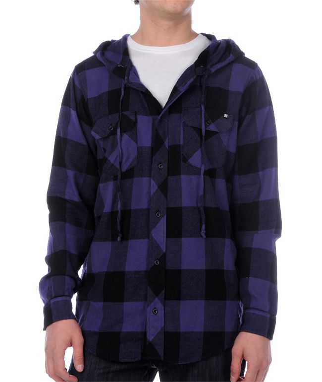 Purple hooded flannel