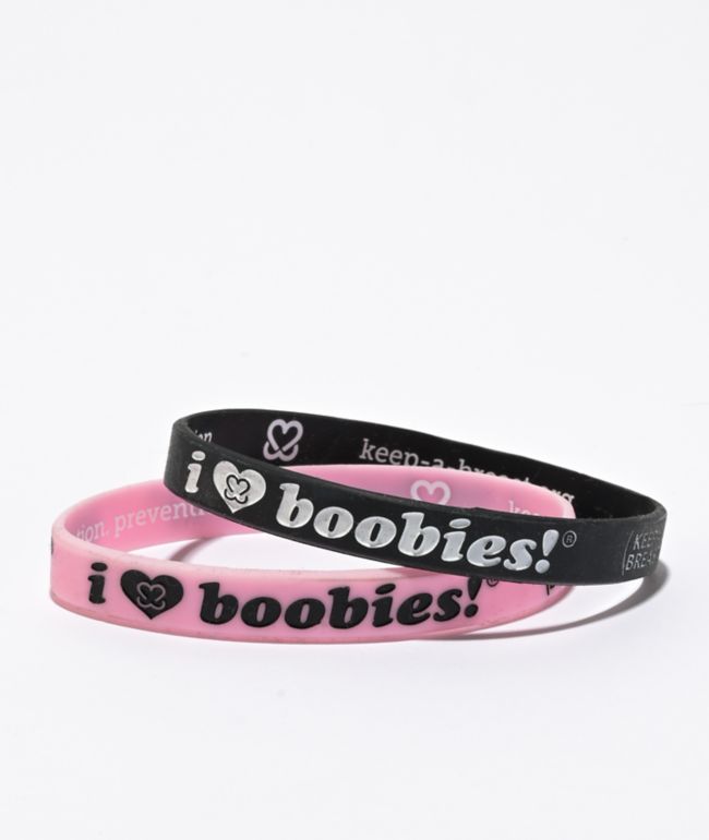 Keep A Breast Foundation I Heart Boobies Black & Pink Mini Pack Bracelets