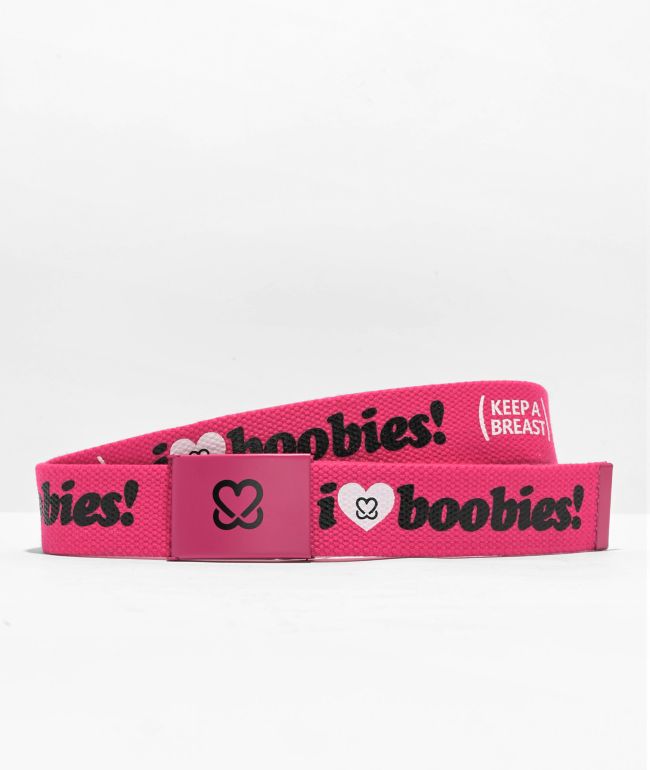 Keep A Breast Foundation I Heart Boobies Pink Web Belt