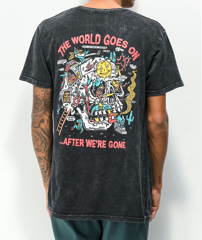 Killer Acid World Goes On  Washed Black T-Shirt
