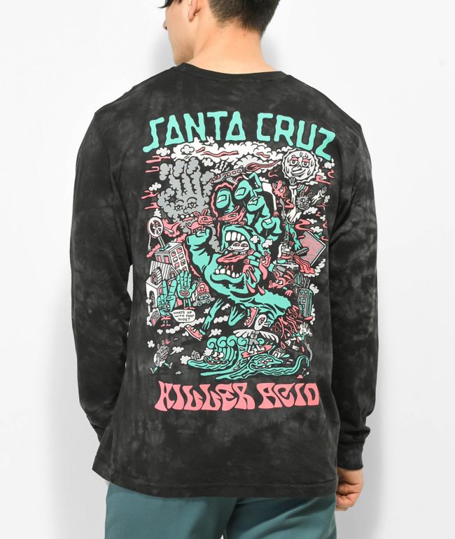 Killer Acid x Santa Cruz Crystal Hand Black Tie Dye Long Sleeve T-Shirt