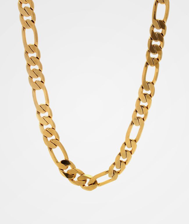 King Ice 10mm Figaro Gold Chain Necklace