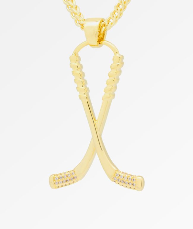 King Ice Hockey Sticks Gold Necklace Zumiez Ca - Gold Hockey Stick Pendant