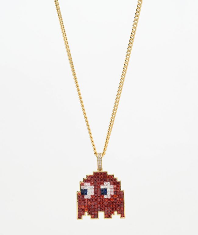 King Ice x Pac-Man Blinky Gold & Red 24" Gold Necklace