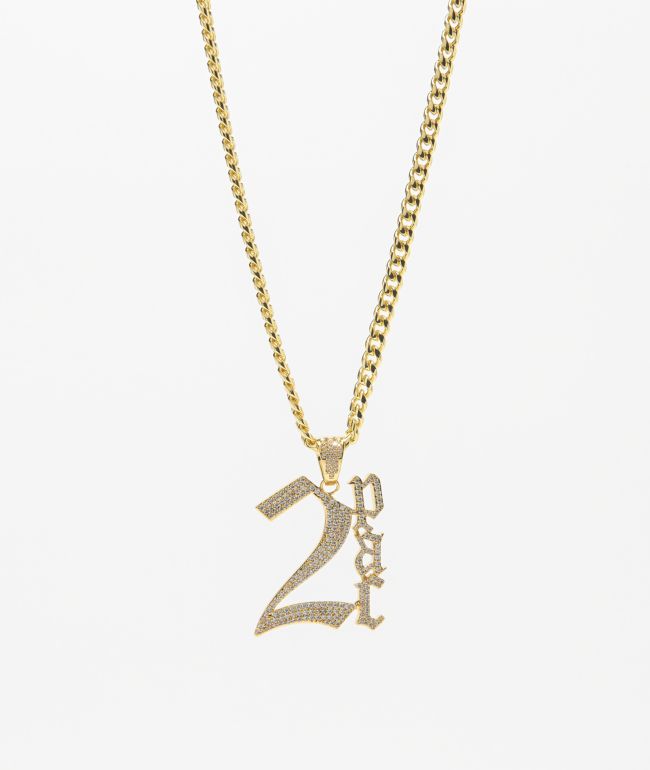 King Ice X Tupac Logo Yellow Gold Necklace