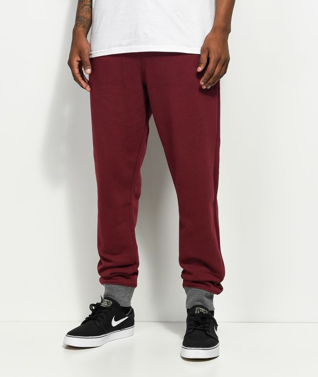 burgundy sweatpants