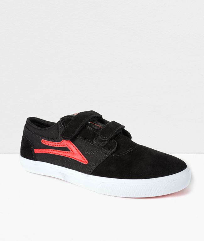 Lakai Boys Griffin V Black & Red Suede Skate Shoes