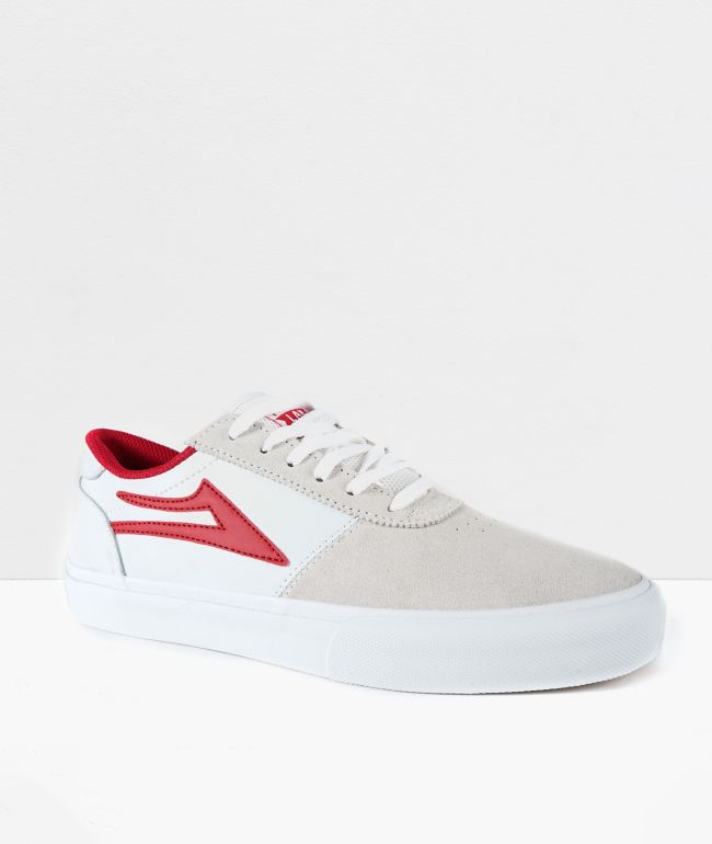 Lakai Manchester White & Red Suede Skate Shoes