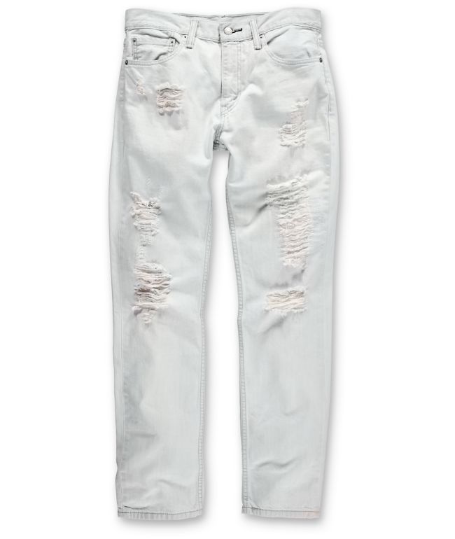 white tattered jeans