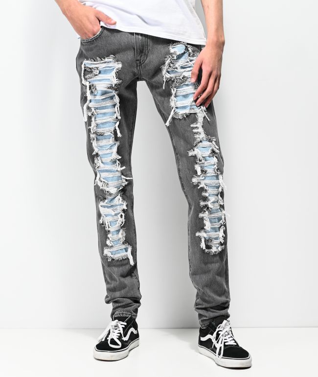 exposure Weakness Sister Levi's Lo-Ball Stack Scratch Black Denim Jeans