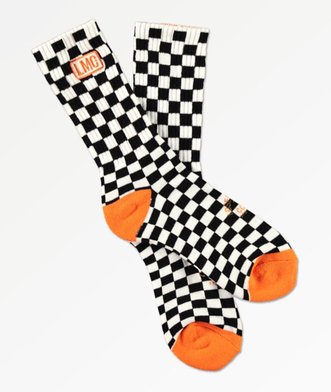 Loser Machine calcetines de cuadros negros, blancos anaranjados