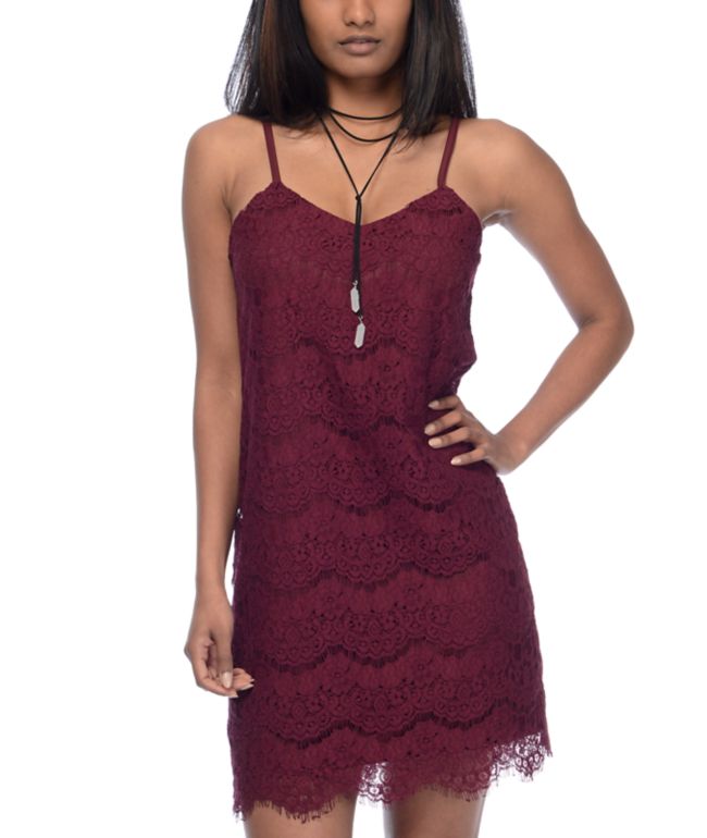 burgundy slip dress