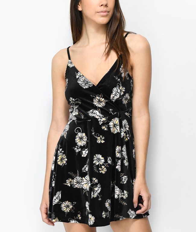 velvet floral wrap dress