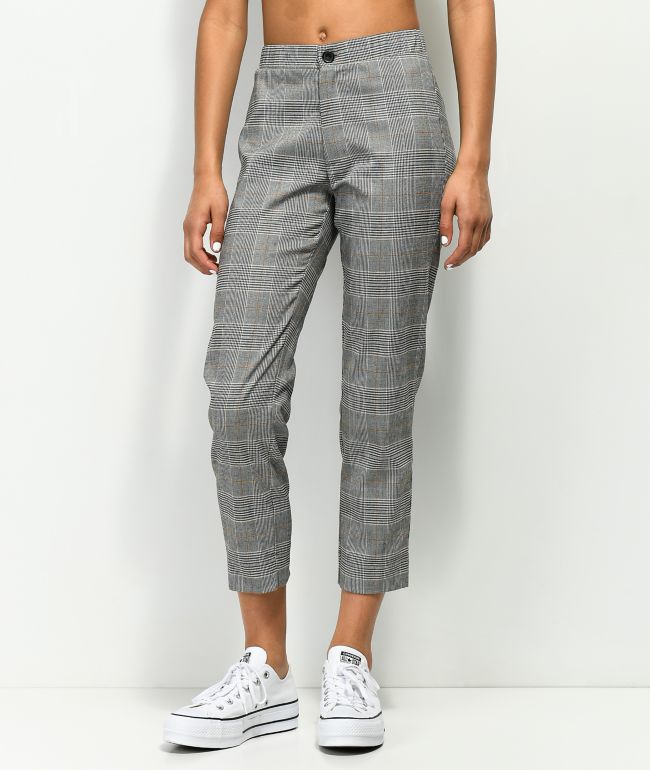 yellow black and white plaid pants