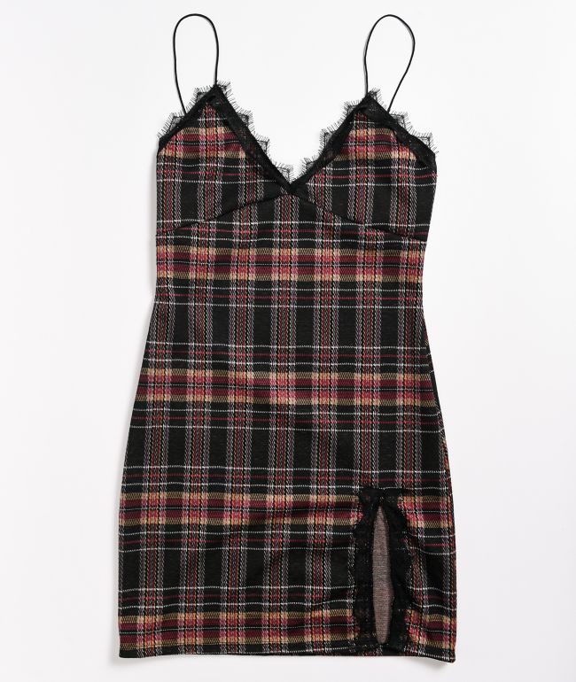 plaid dress with lace