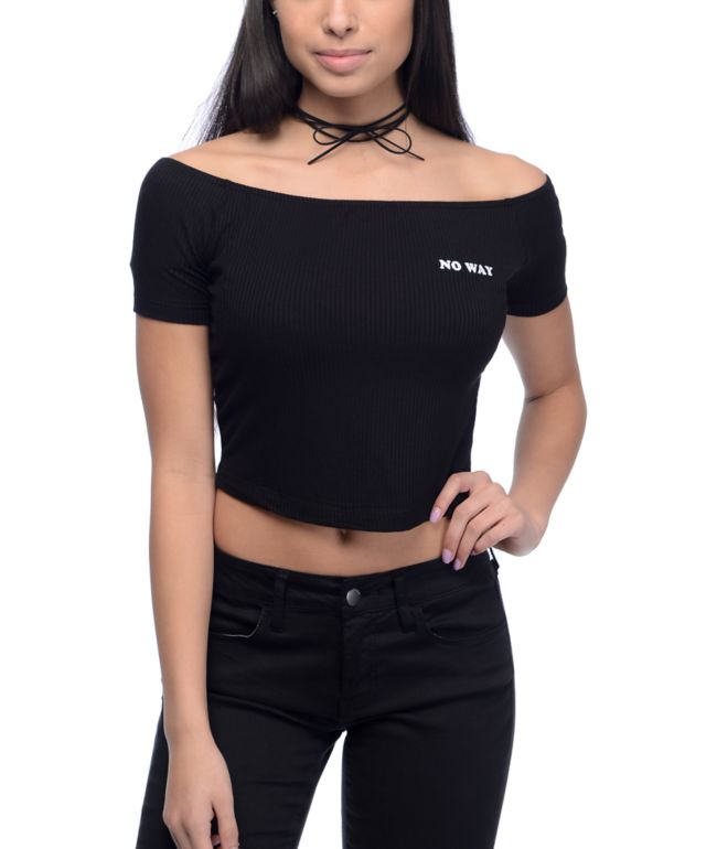 black no shoulder top