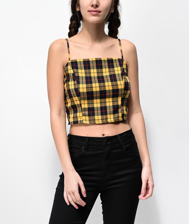 yellow plaid crop top