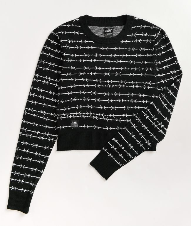 Lurking Class by Sketchy Tank Barbed Wire Black & White Crew Neck Sweater