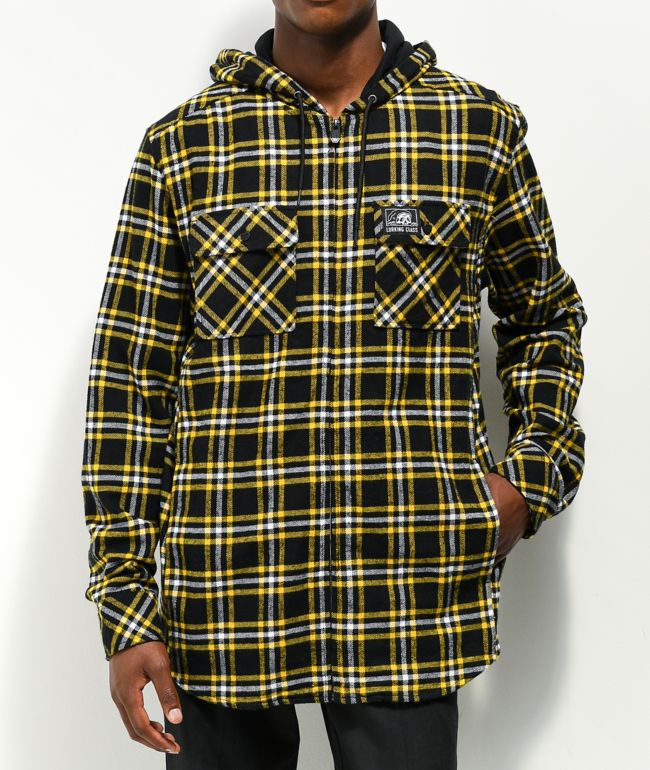 Yellow Hooded Flannel Shirt