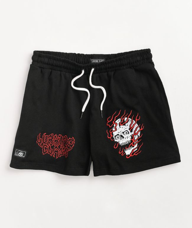 Lurking Class by Sketchy Tank Flame Black Oversized Shorts
