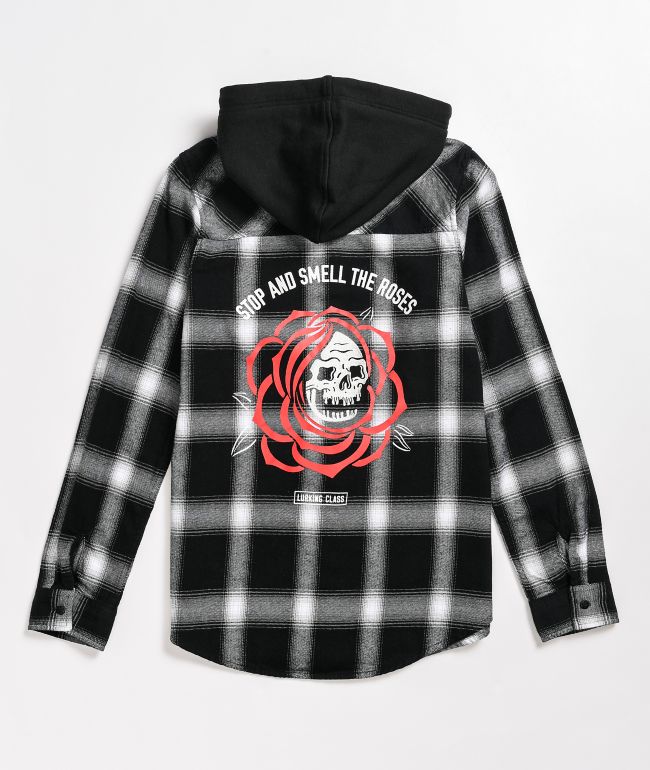 Lurking Class by Sketchy Tank Smell Roses Black Flannel Hoodie