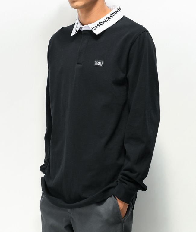 black long sleeve polo top