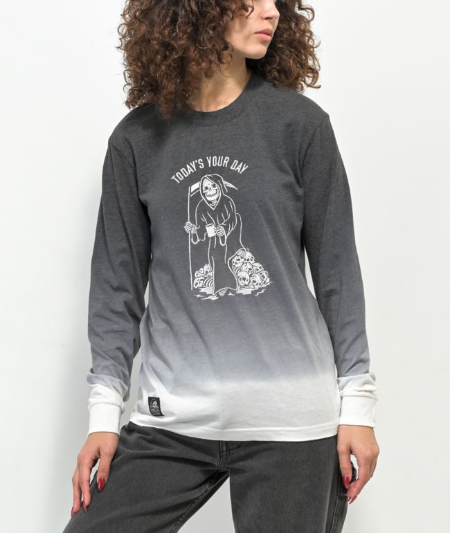 Lurking Class by Sketchy Tank Today's Your Day Grey Dip Dye Long Sleeve T-Shirt